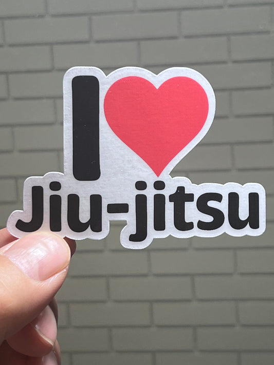 I love Jiu-jitsu Sticker | I Heart Jiu-jitsu Vinyl Sticker | Martial Arts Gift | Brazilian Jiu-jitsu