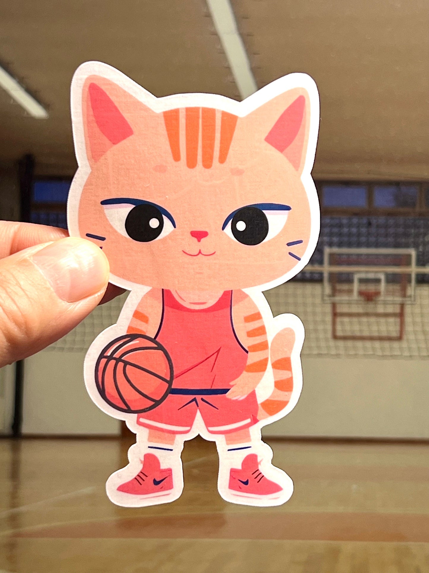 Basketball Cat Vinyl Sticker