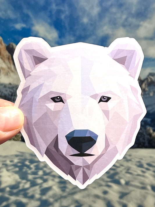 Polar Bear Sticker | Polar Bear Head Vinyl Sticker | Zoo Gift | Bear Lover | Geometric Polar Bear