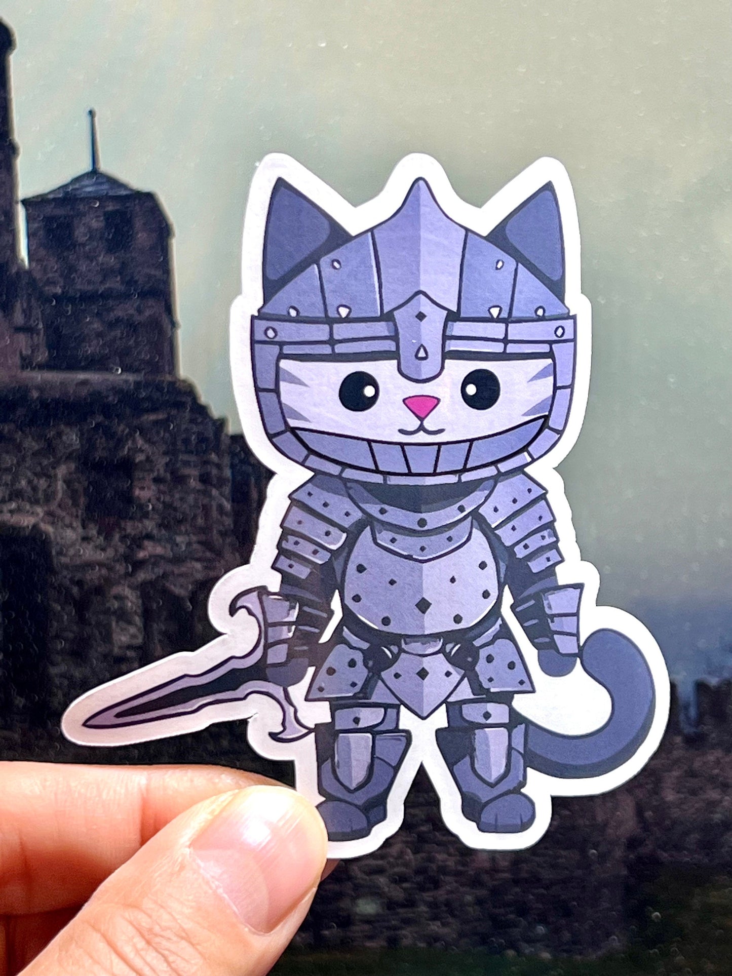 Knight Cat Sticker | Cat in Knight's Armor Vinyl Sticker