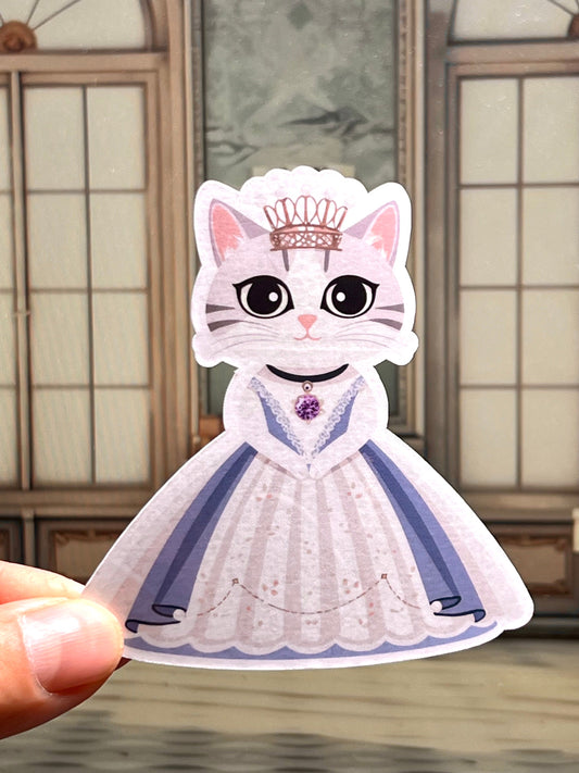 Princess Cat Sticker | Royal Princess Kitty Vinyl Sticker | Princess Dress | Ballroom Gown