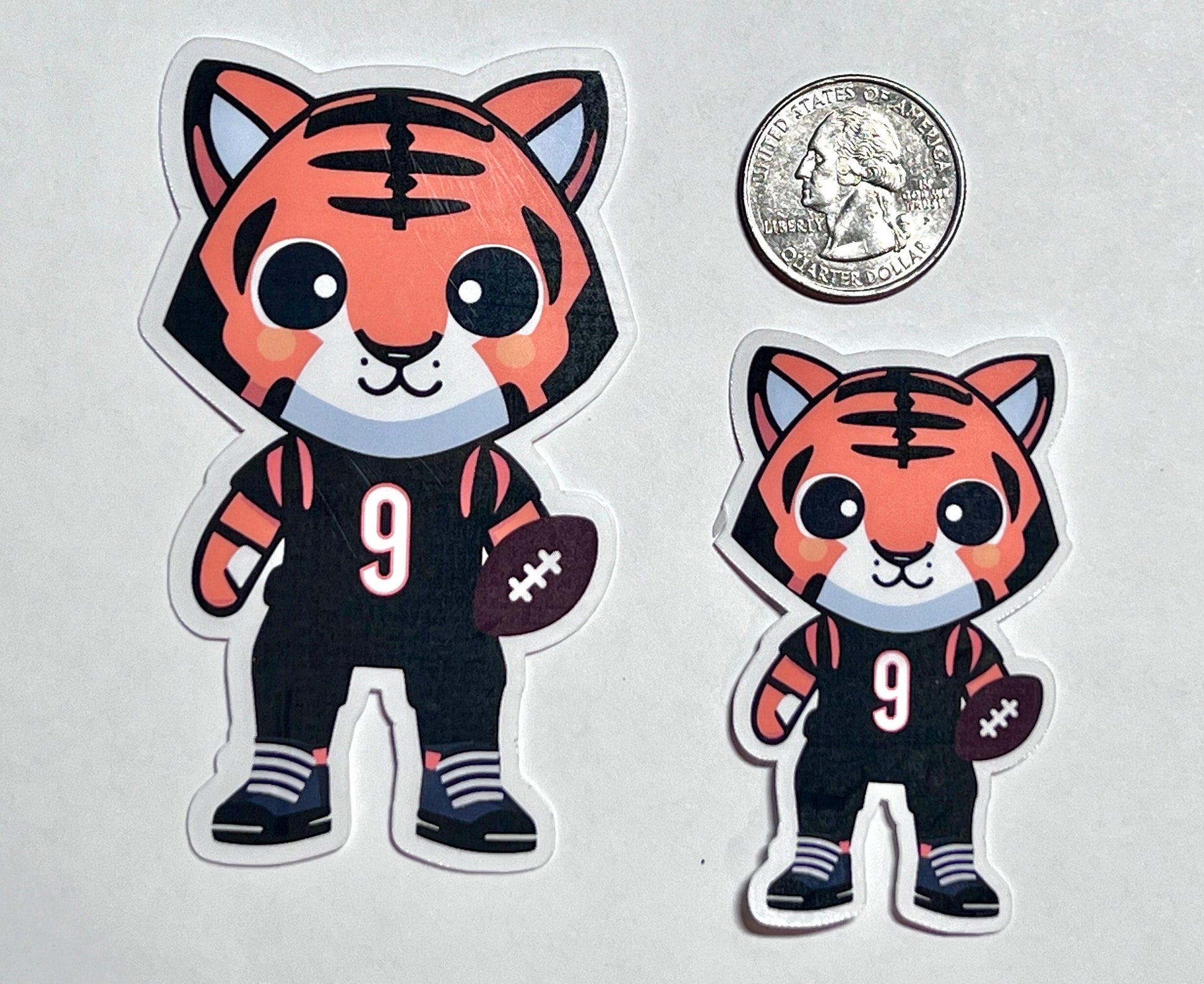 Tiger with Joe Burrow #9 Black Jersey White Pants Vinyl Sticker image 4