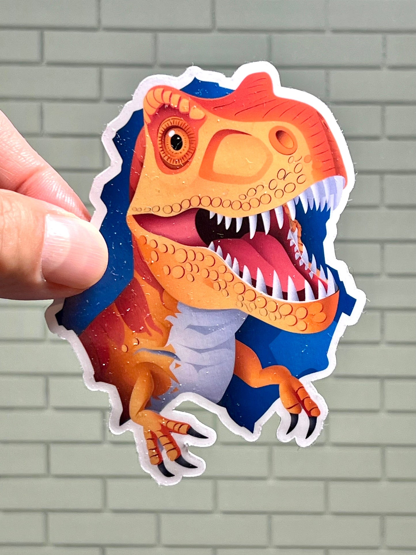 T-Rex Sticker | Tyrannosaurus Rex Punching Through Wall Sticker | Dinosaur Sticker