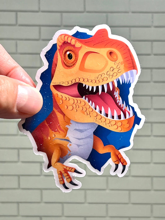 T-Rex Sticker | Tyrannosaurus Rex Punching Through Wall Sticker | Dinosaur Sticker