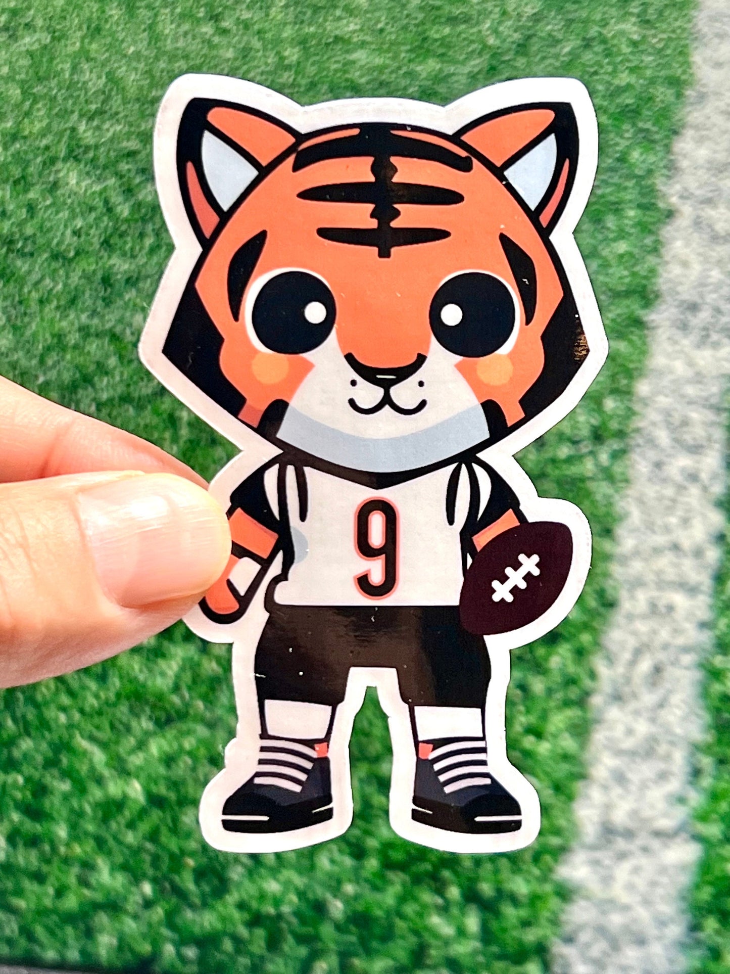 Tiger with Joe Burrow #9 White Jersey Black Pants Vinyl Sticker