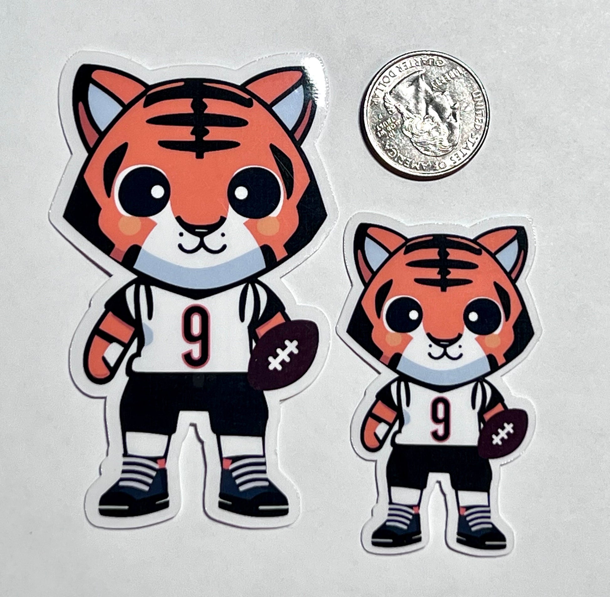 Tiger with Joe Burrow #9 White Jersey Black Pants Vinyl Sticker image 2