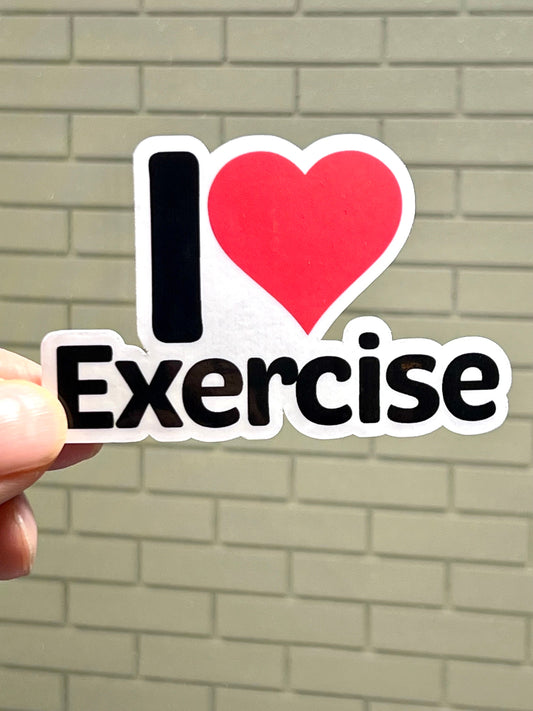 I Love Exercise Sticker | I Heart Exercise Vinyl Sticker | Fitness Workout