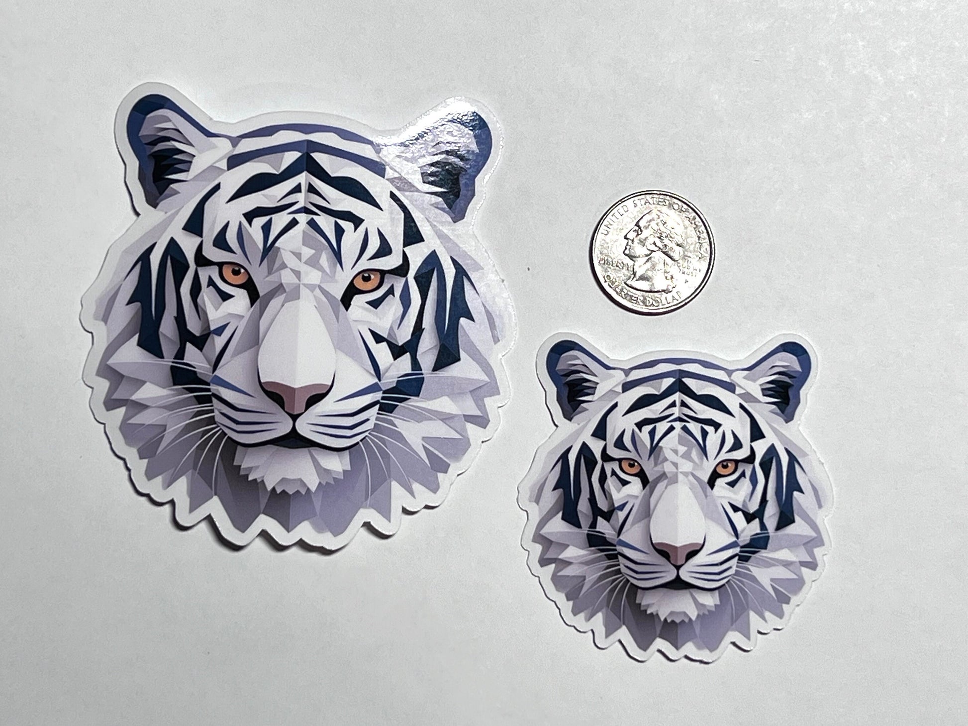 Geometric White Tiger Vinyl Sticker image 2