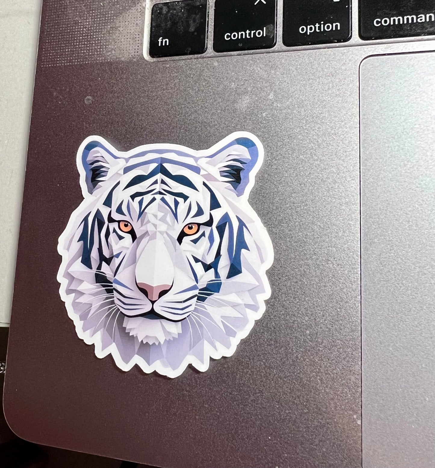 Geometric White Tiger Vinyl Sticker image 3
