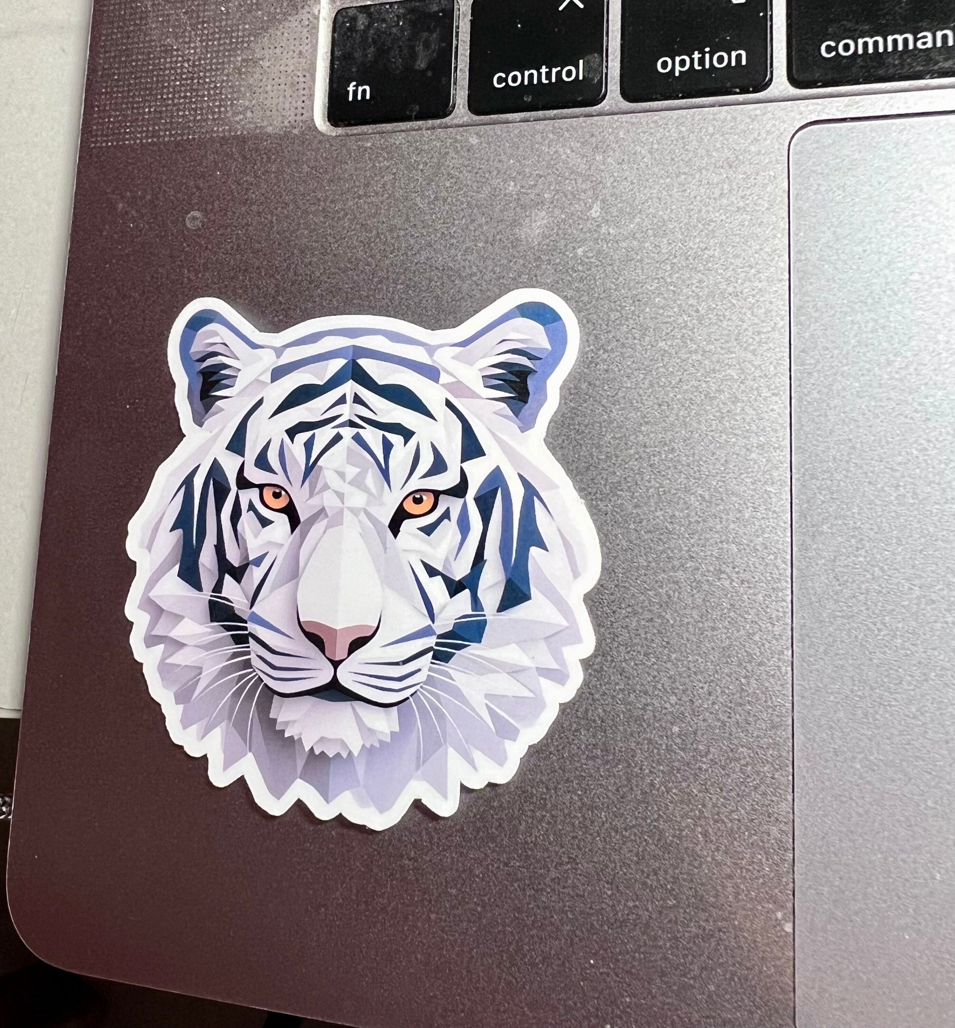 Geometric White Tiger Vinyl Sticker image 3