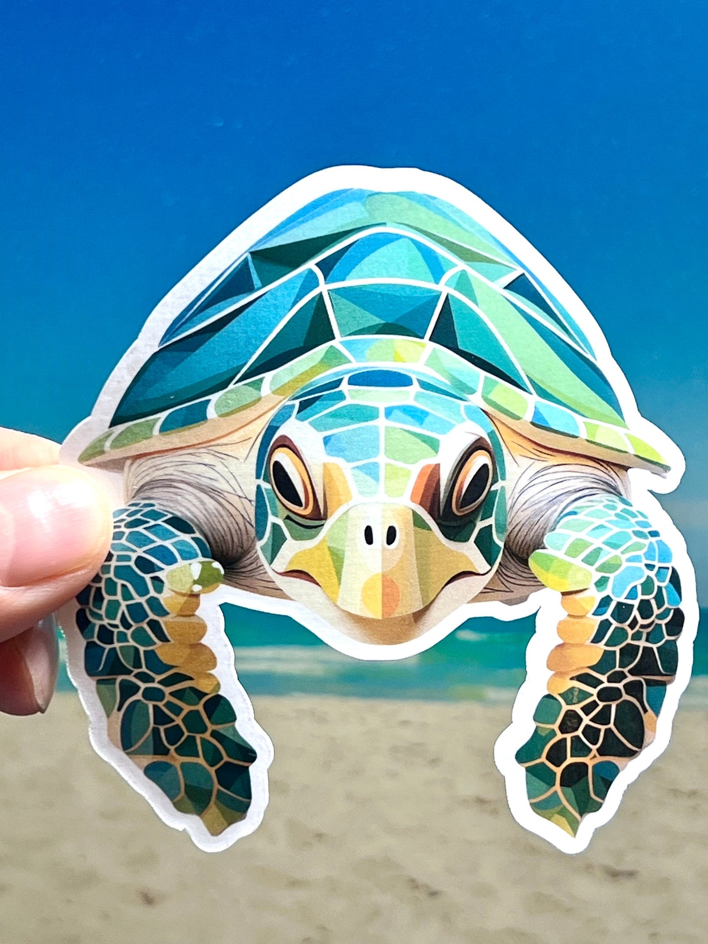 Stylized Sea Turtle Head Vinyl Sticker