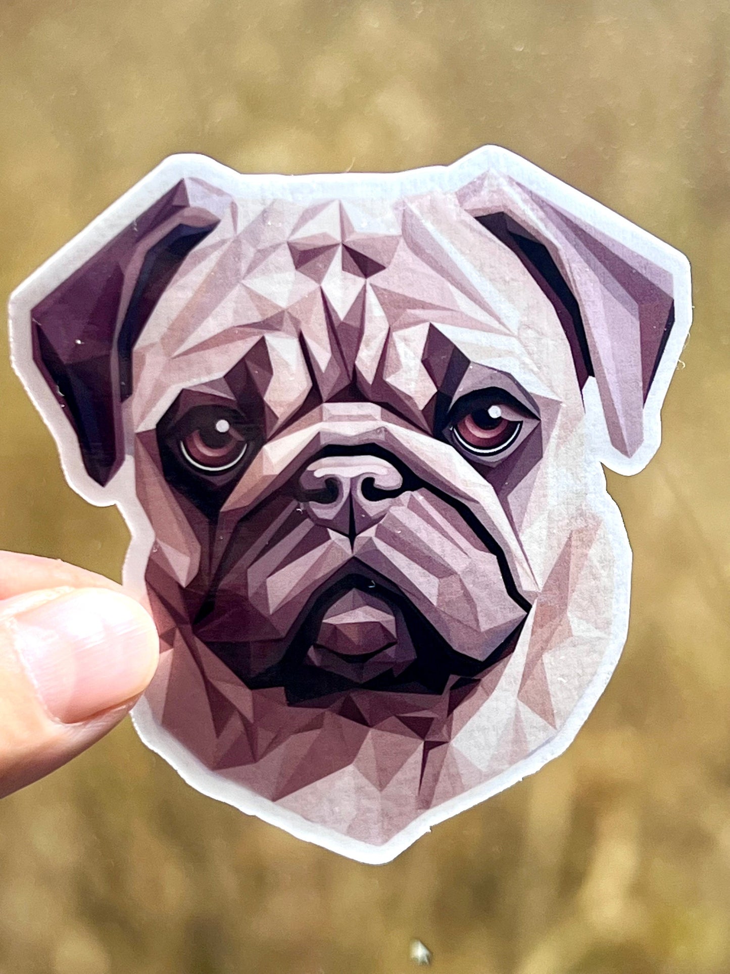 Pug Sticker | Pug Dog Breed Geometric Design Vinyl Sticker | Pug Lover