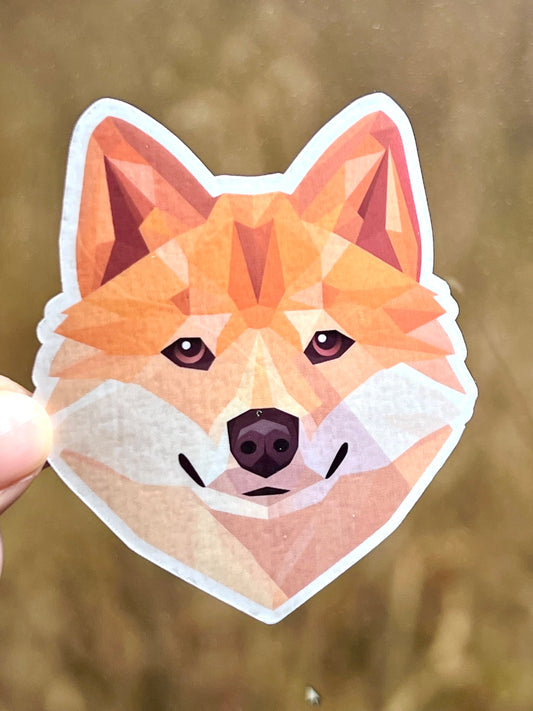 Shiba Inu Sticker | Shiba Inu Dog Breed Geometric Design Vinyl Sticker | Dog Lover | Dogecoin Mascot