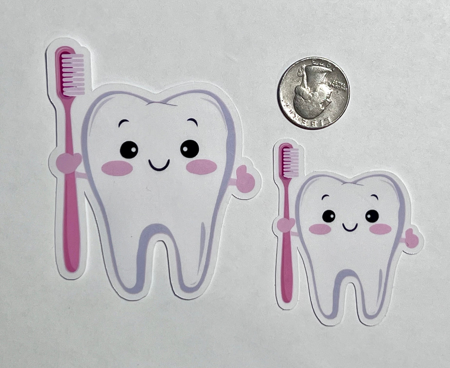 Pink Toothbrush Tooth Vinyl Sticker image 2