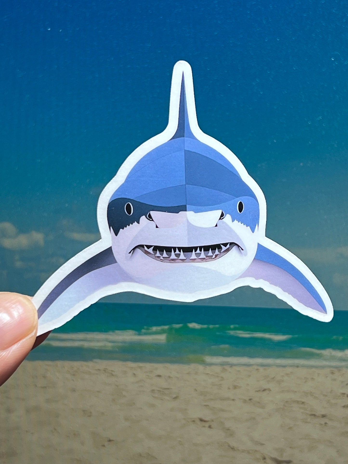 Shark Sticker | Shark Head-On Sticker |  Waterproof Vinyl Sticker | Kawaii Sticker | Shark Lovers | Water Bottle Sticker | Shark Attack