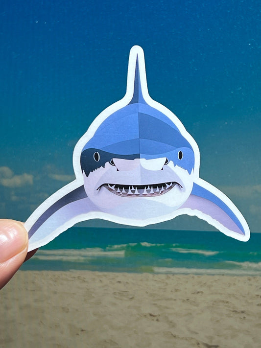 Shark Sticker | Shark Head-On Sticker |  Waterproof Vinyl Sticker | Kawaii Sticker | Shark Lovers | Water Bottle Sticker | Shark Attack