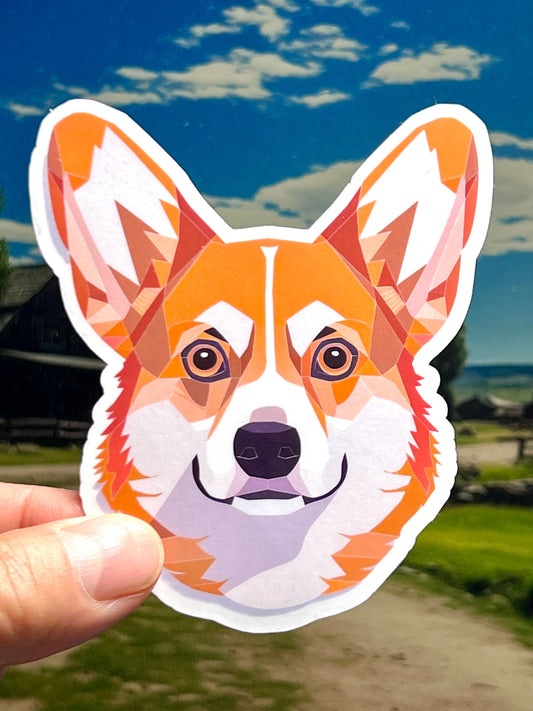 Corgi Sticker | Welsh Corgi Geometric Design Vinyl Sticker