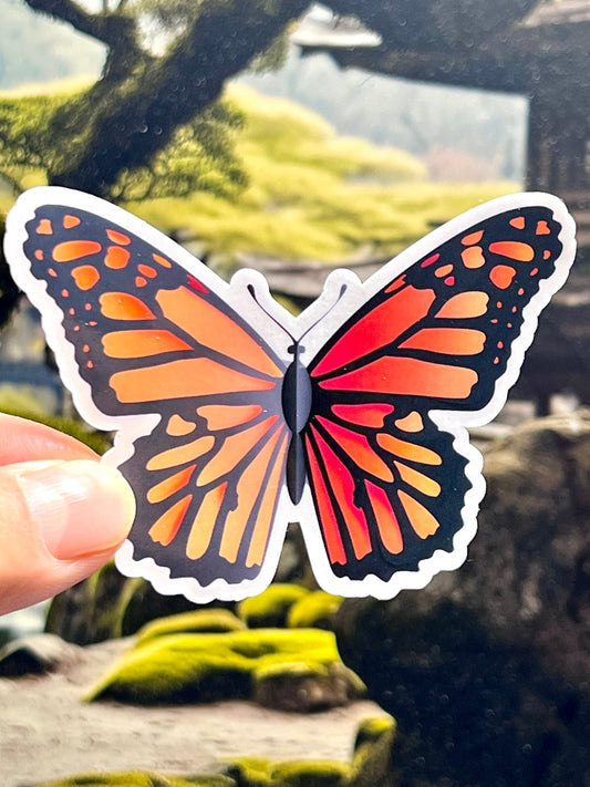 Monarch Butterfly Sticker | Orange and Black Vibrant Insect Art