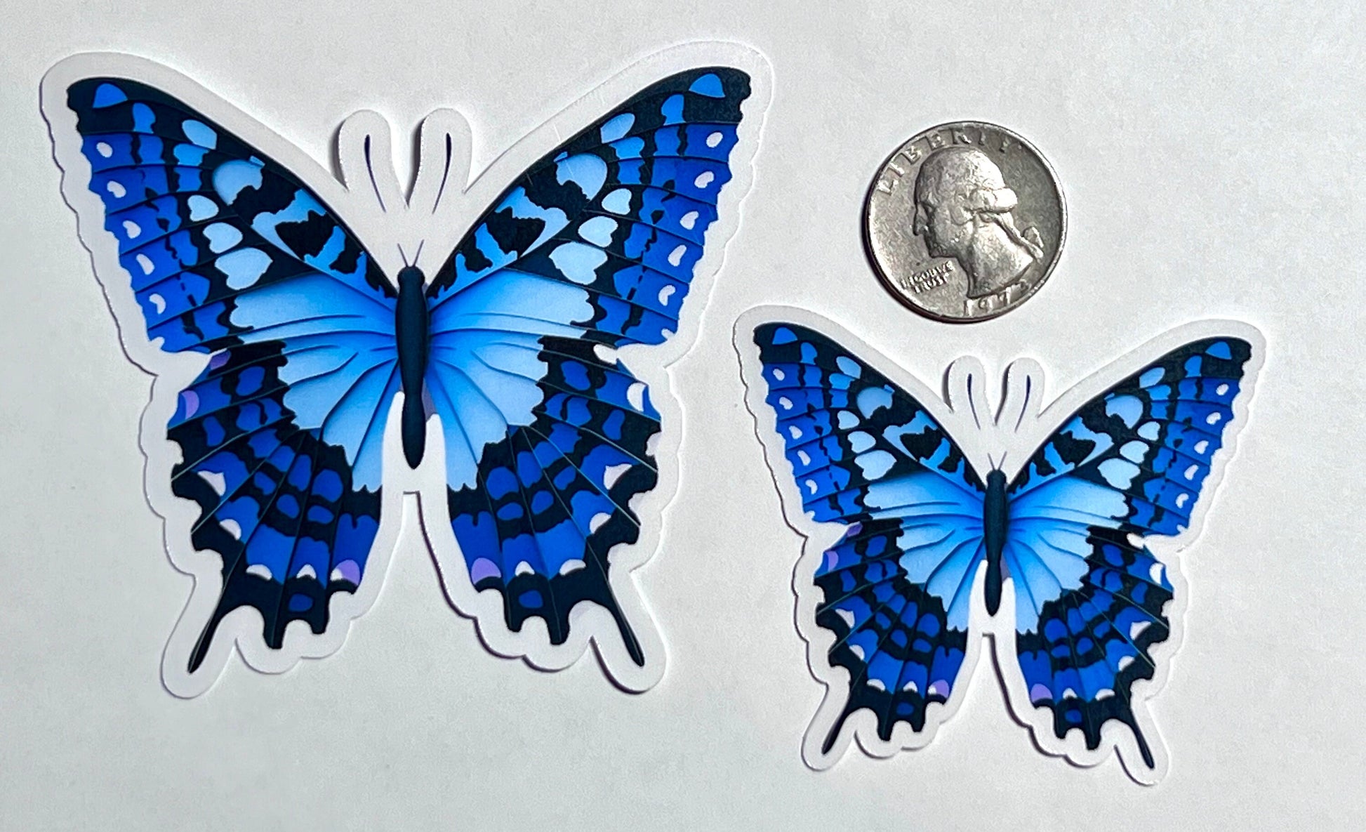 Geometric Blue Morpho Butterfly Vinyl Sticker image 2