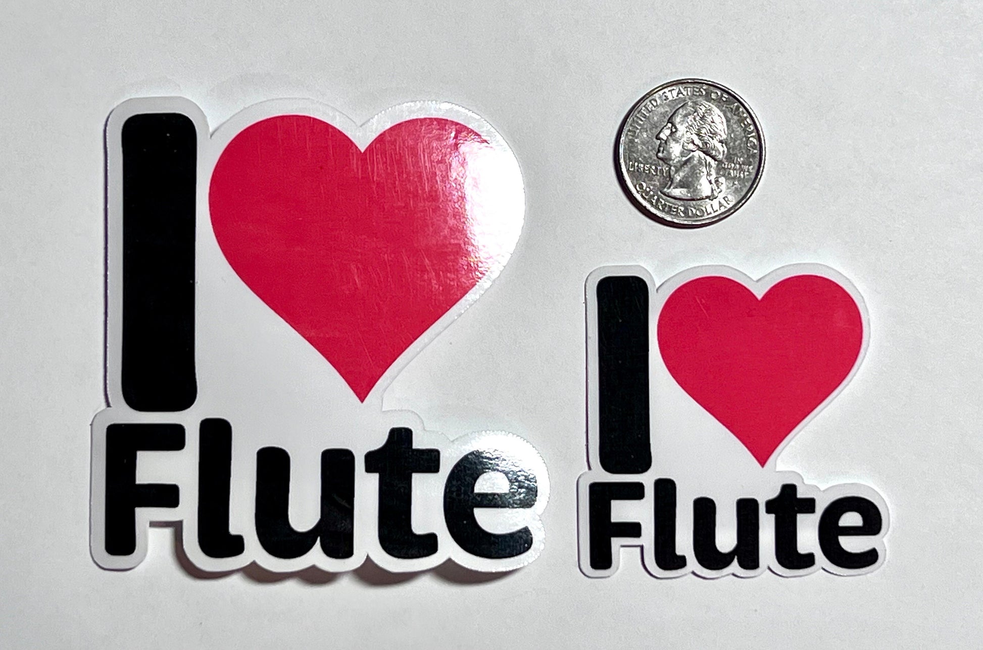 I Heart Flute Vinyl Sticker image 2