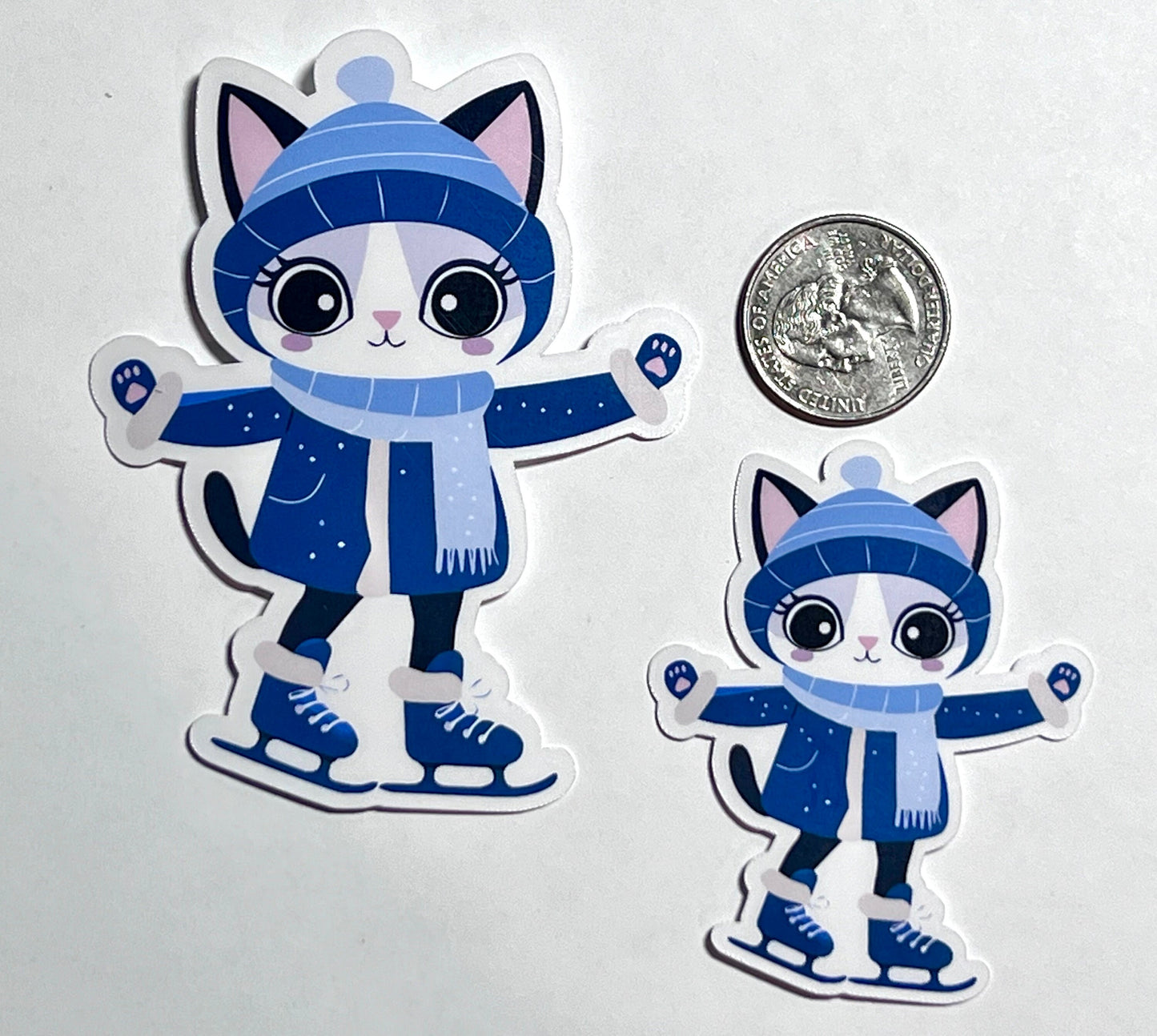 Ice Skating Vinyl Cat Vinyl Sticker image 2