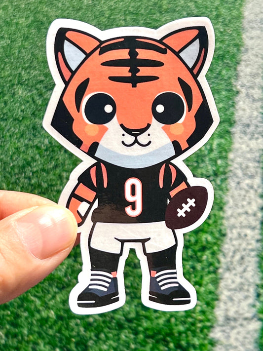 Cincinnati Bengals Tiger Sticker with BLACK Jersey/WHITE pants