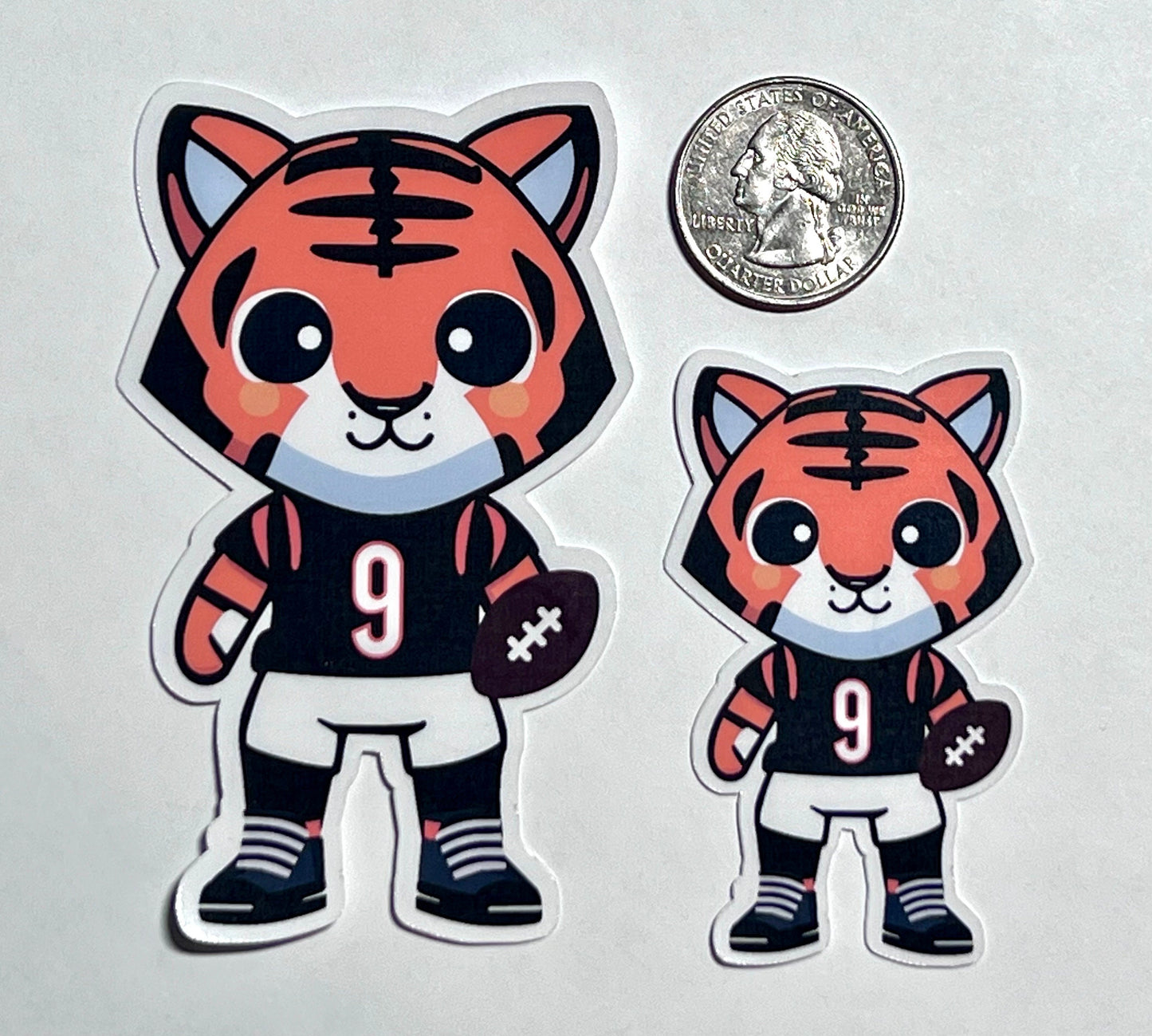 Tiger with Joe Burrow #9 Black Jersey White Pants Vinyl Sticker image 2