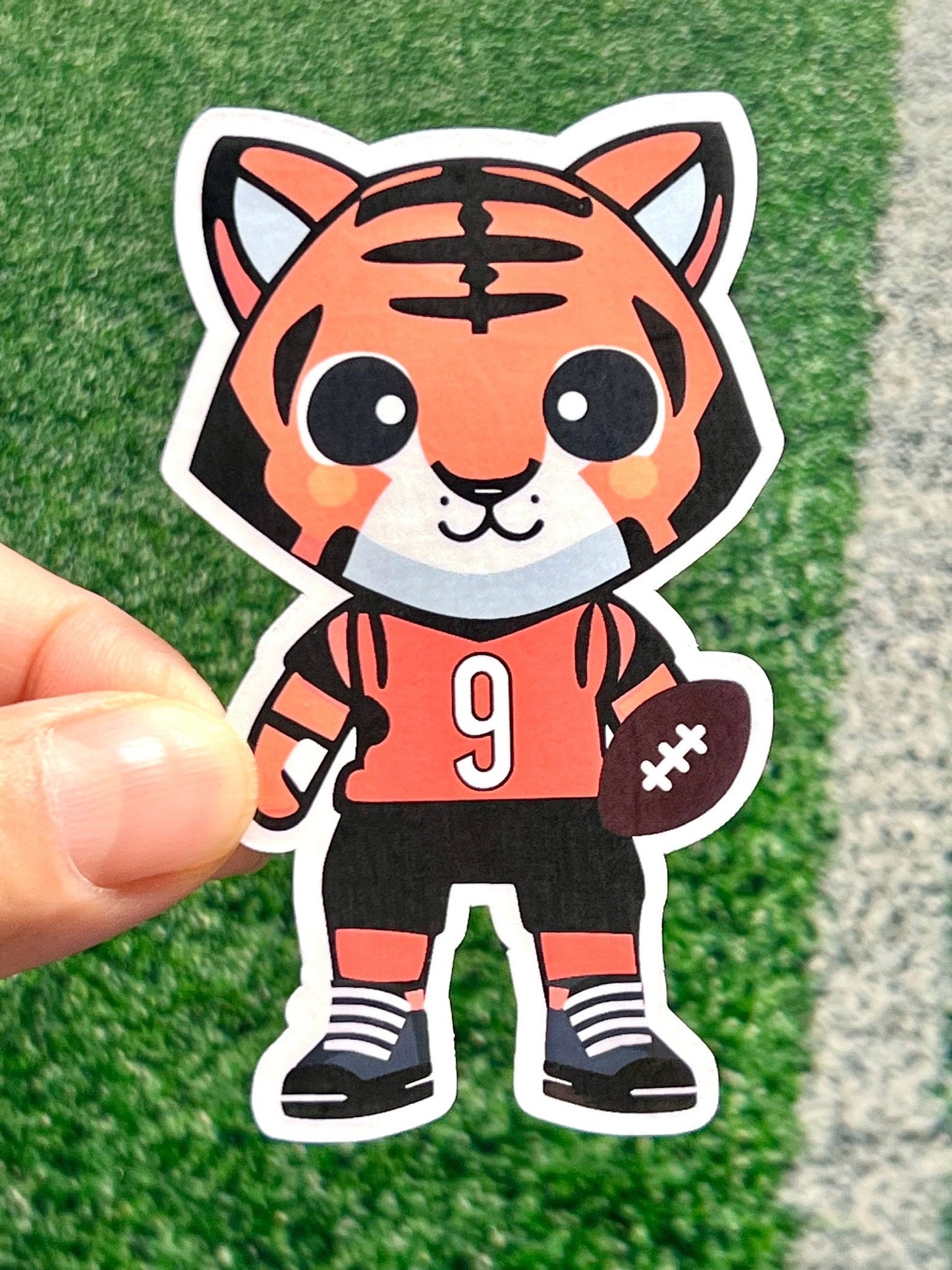 Tiger wearing Joe Burrow Orange Top Black Pants Vinyl Sticker