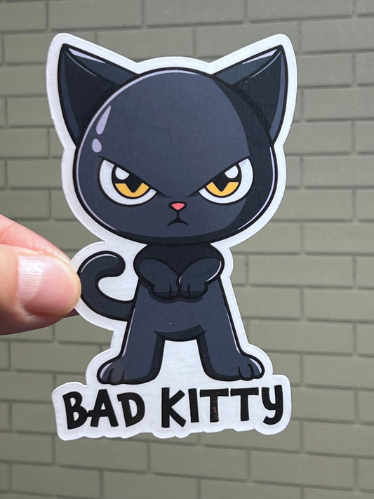 Bad Kitty Black Cat Sticker | Black Cat Vinyl Sticker