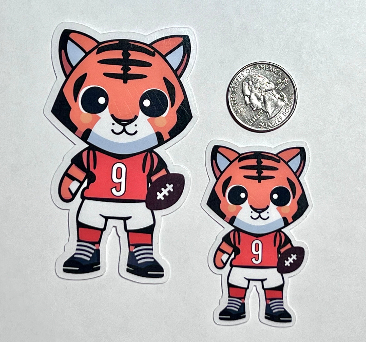 Tiger wearing Joe Burrow Orange Top Black Pants Vinyl Sticker image 4