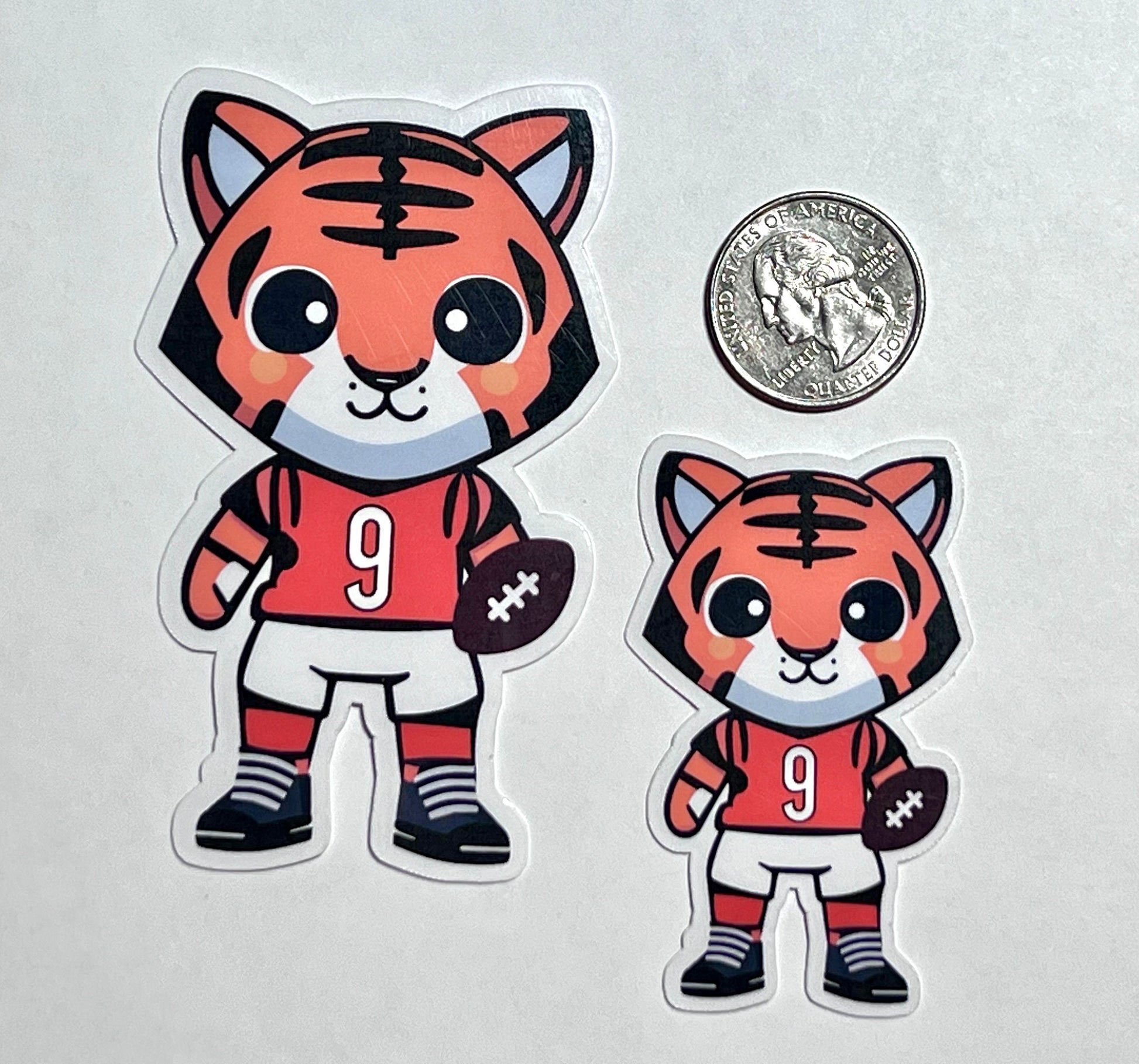 Tiger wearing Joe Burrow Orange Top Black Pants Vinyl Sticker image 4