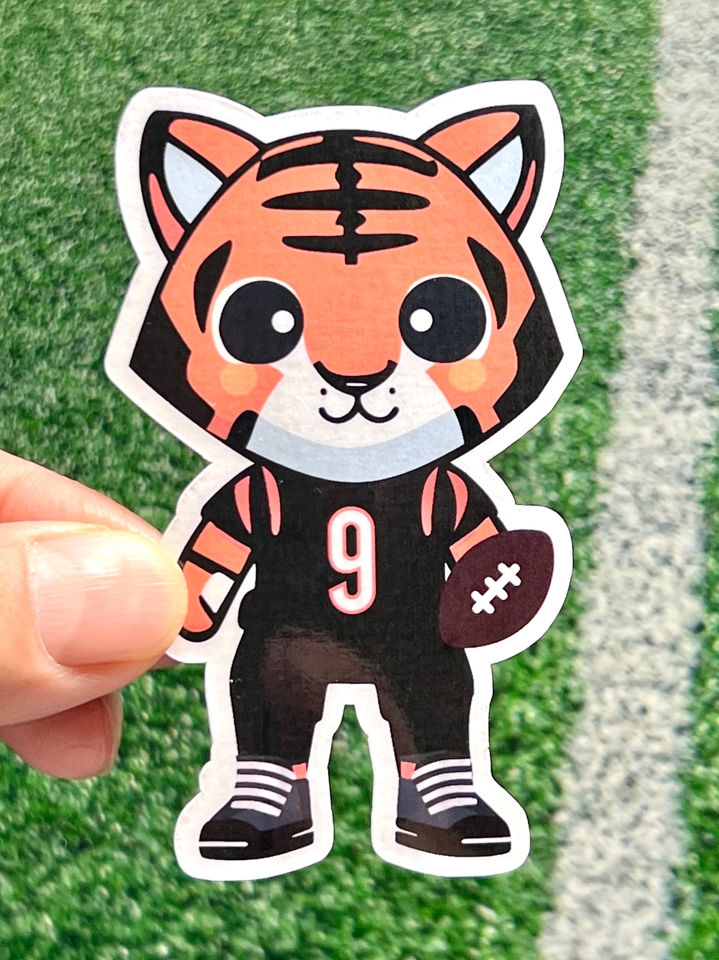 Tiger with Joe Burrow #9 Black Jersey White Pants Vinyl Sticker image 3