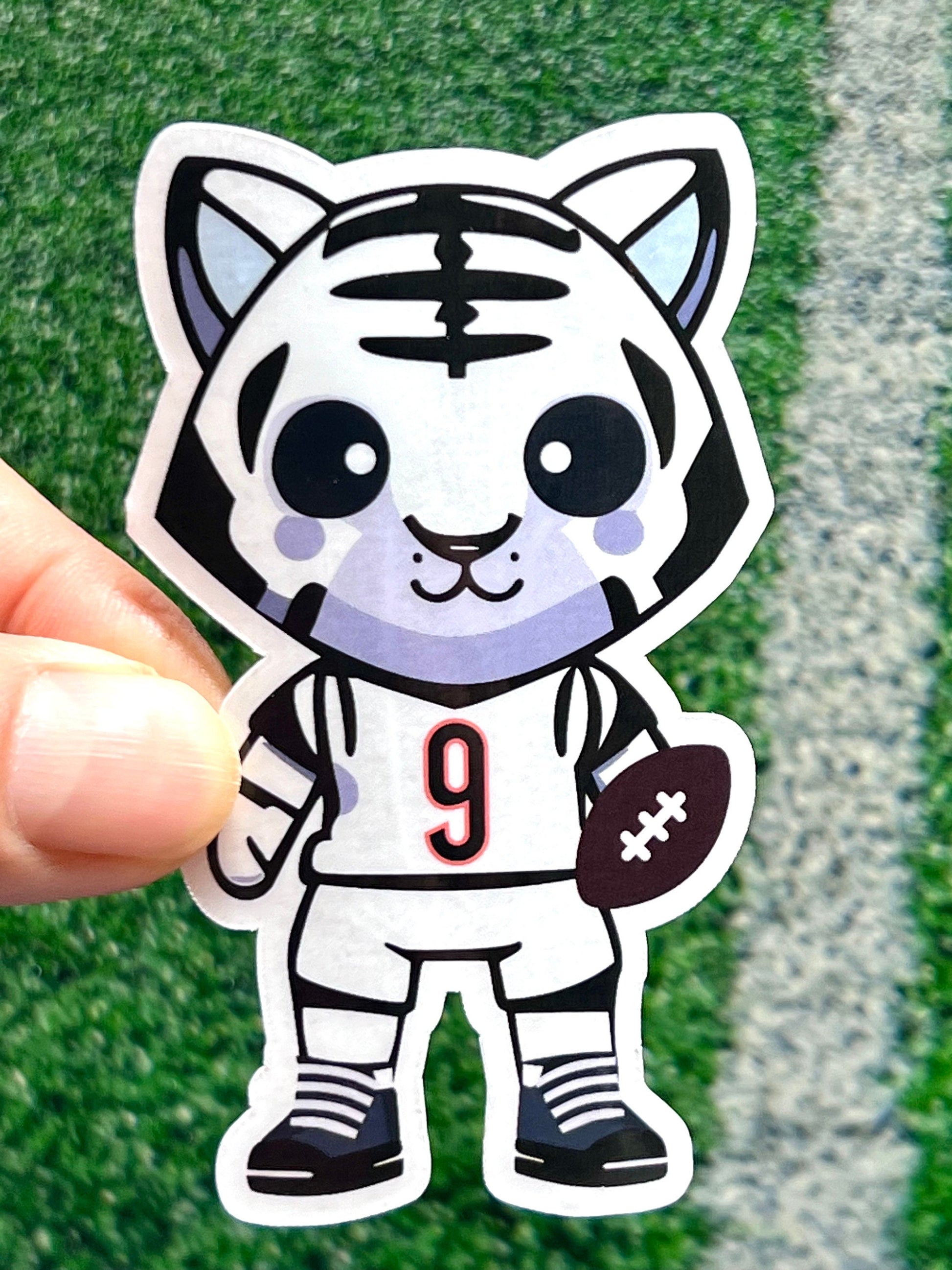 White Bengal Tiger Joe Burrow #9 Jersey Vinyl Sticker