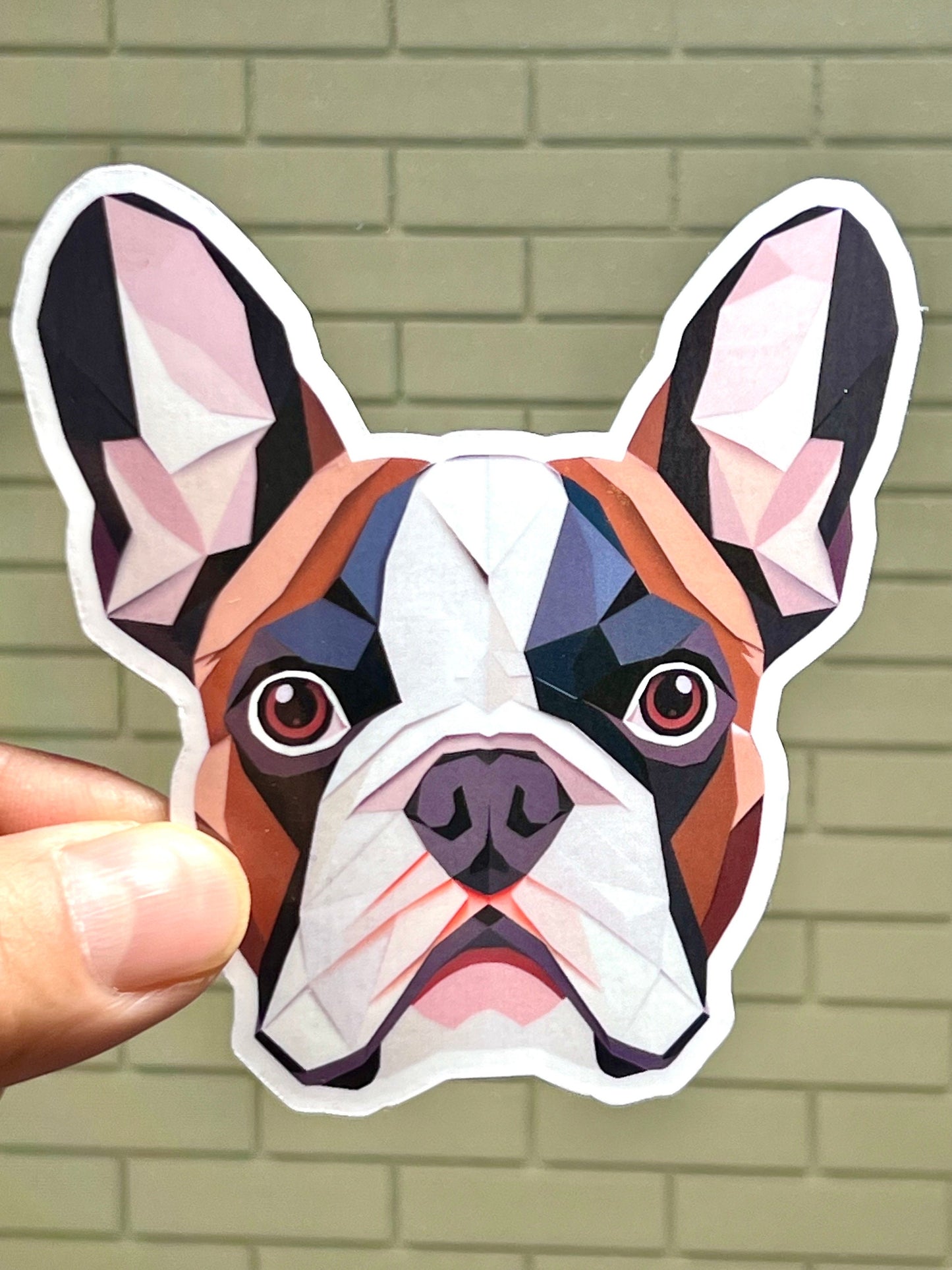 French Bulldog Sticker | Frenchie Dog Breed Geometric Design Vinyl Sticker