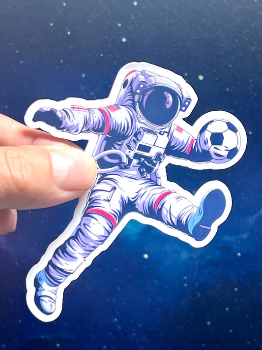 Soccer Astronaut Sticker | Spaceman Soccer Vinyl Sticker | Space Theme Soccer Sticker