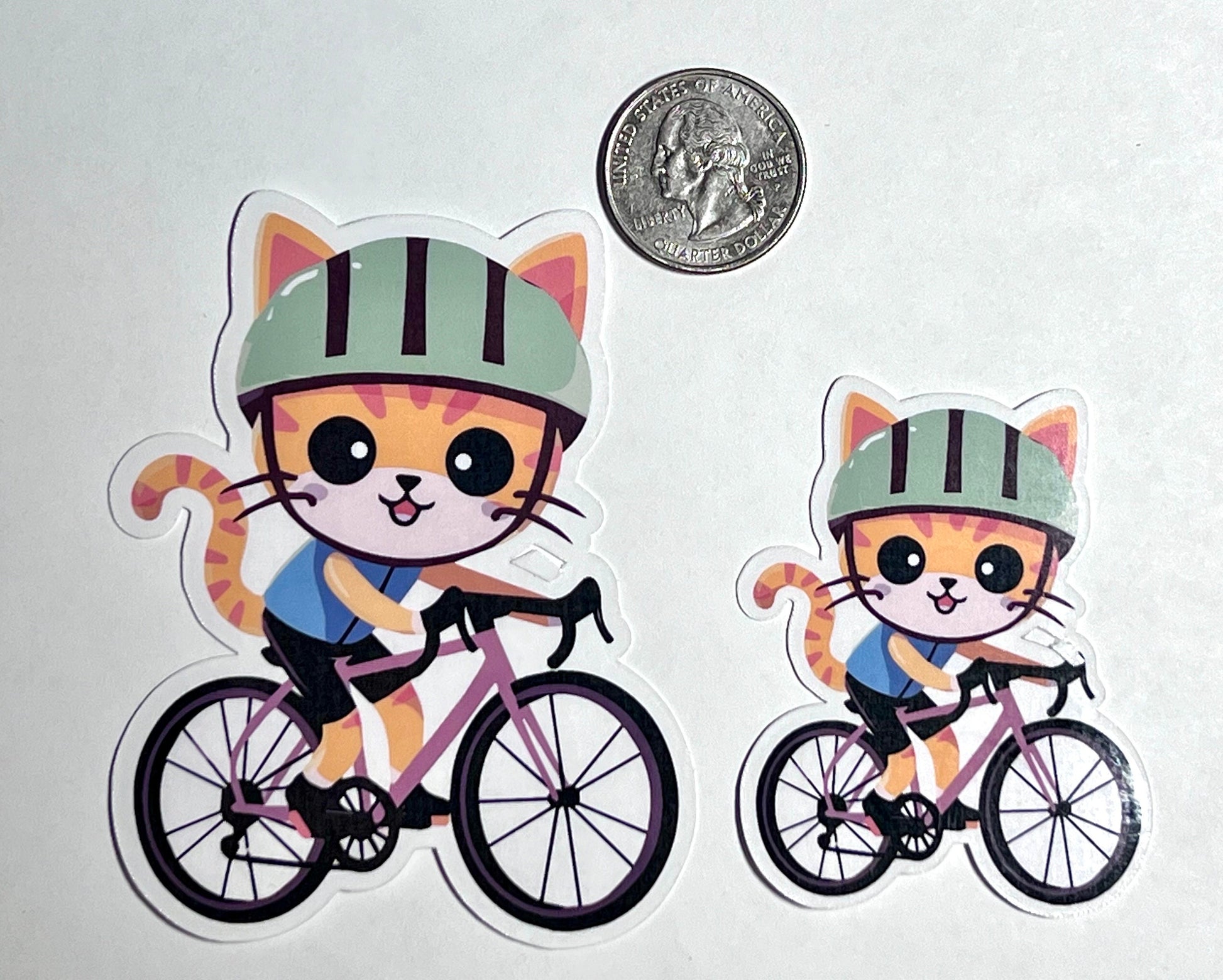 Cycling Cat Vinyl Sticker image 2
