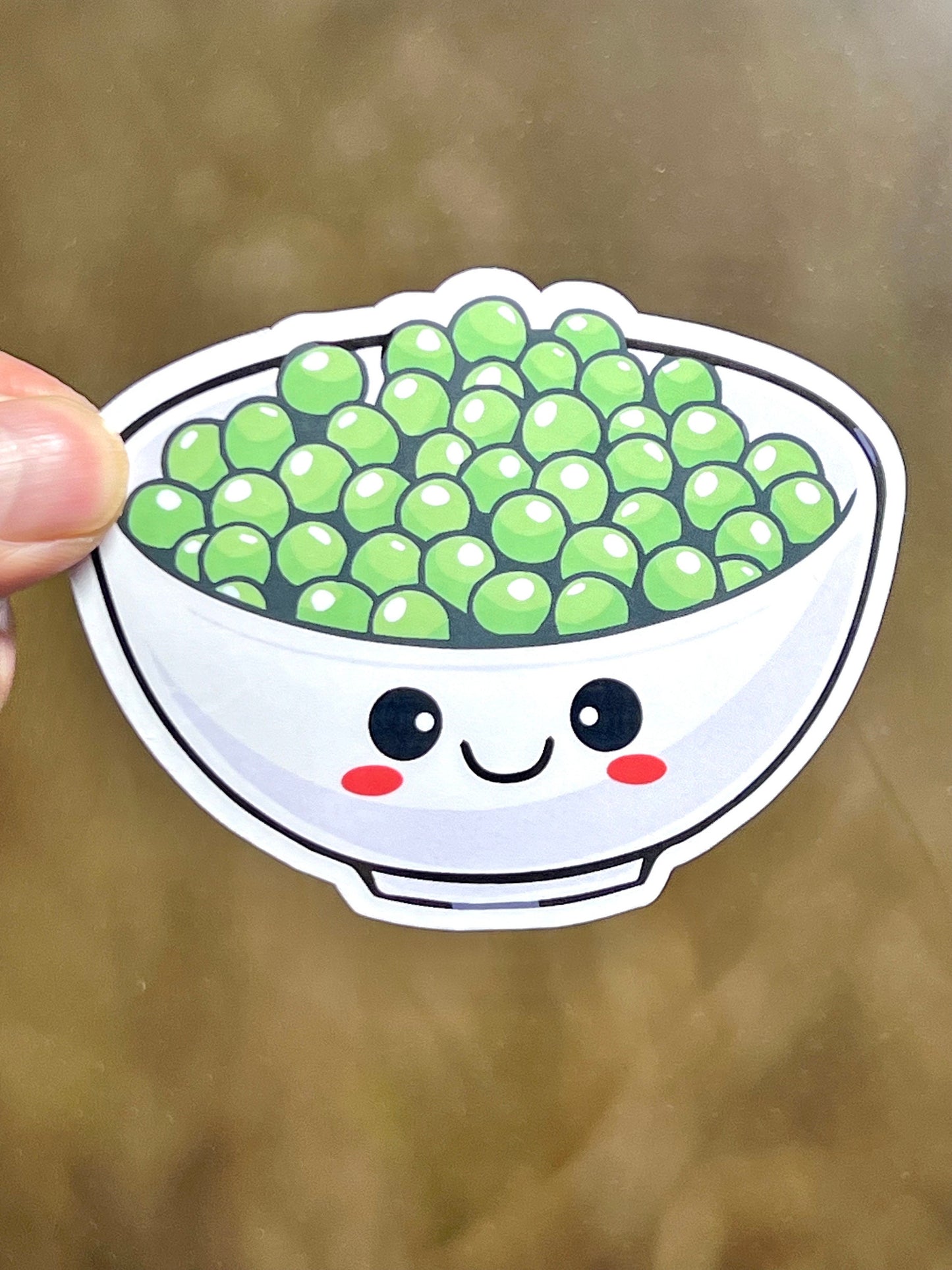 Cute Bowl of Peas Sticker |  Kids Vegetable Kawaii Design