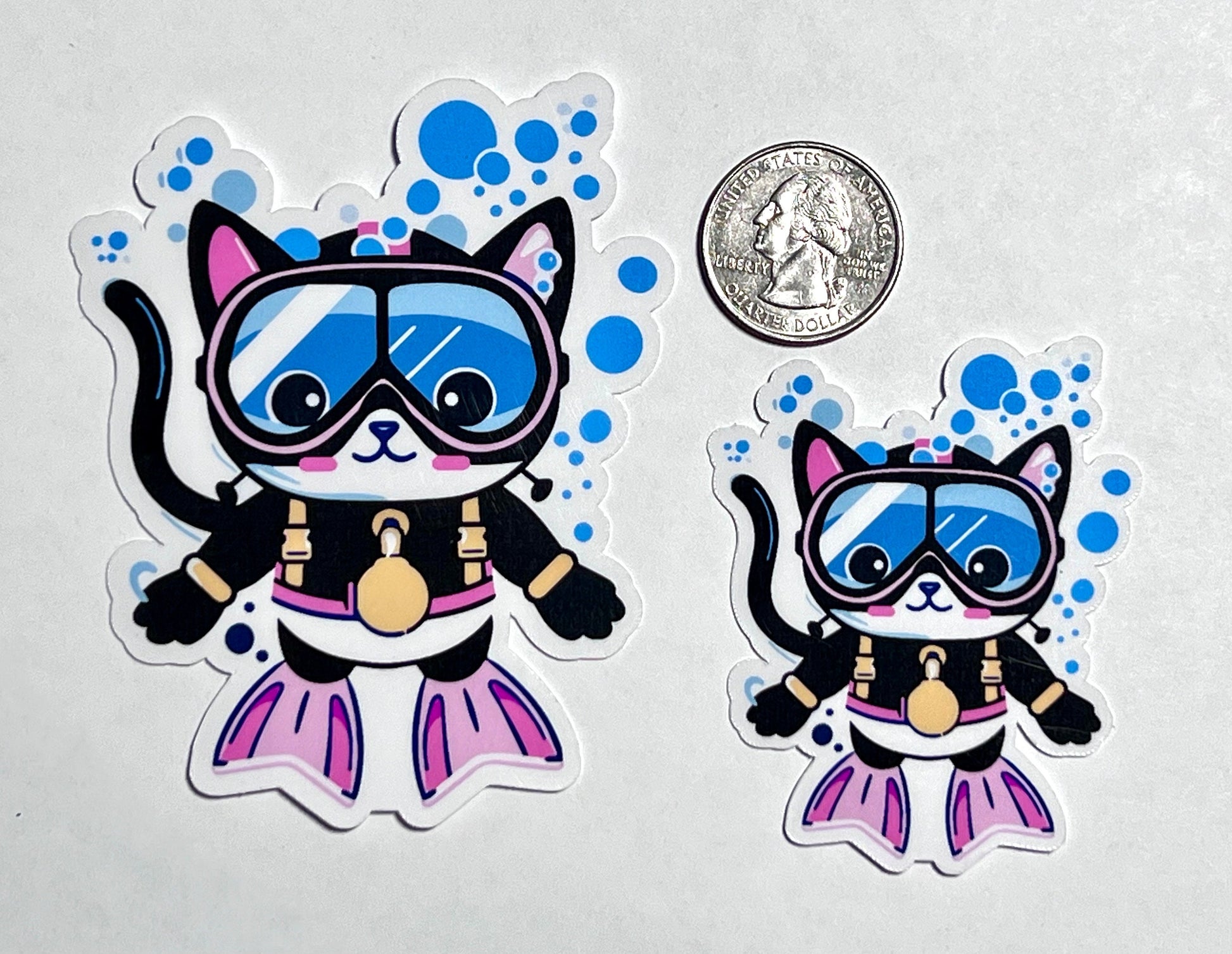Scuba Cat Vinyl Sticker image 2