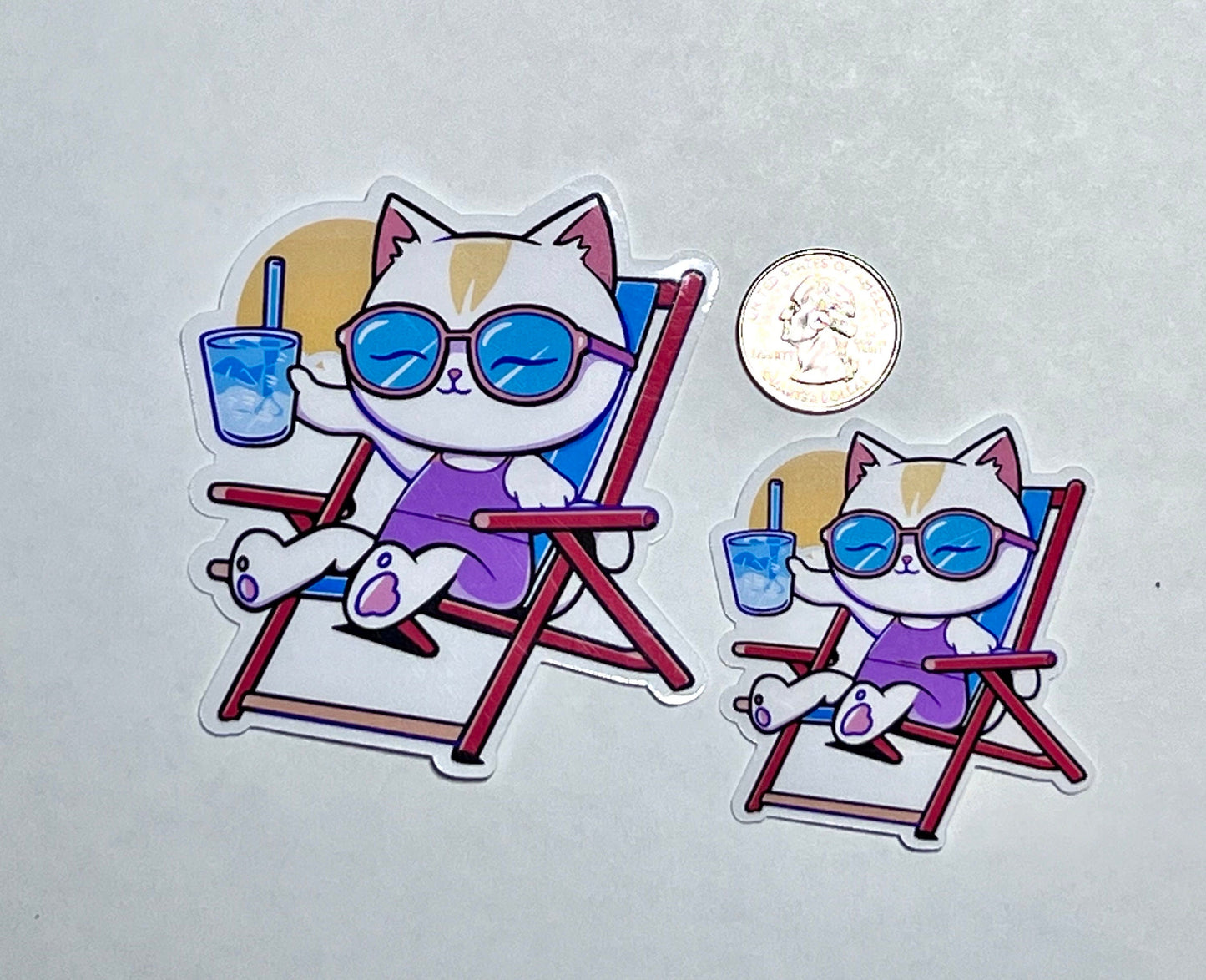 Beach Kitty Vinyl Sticker image 2
