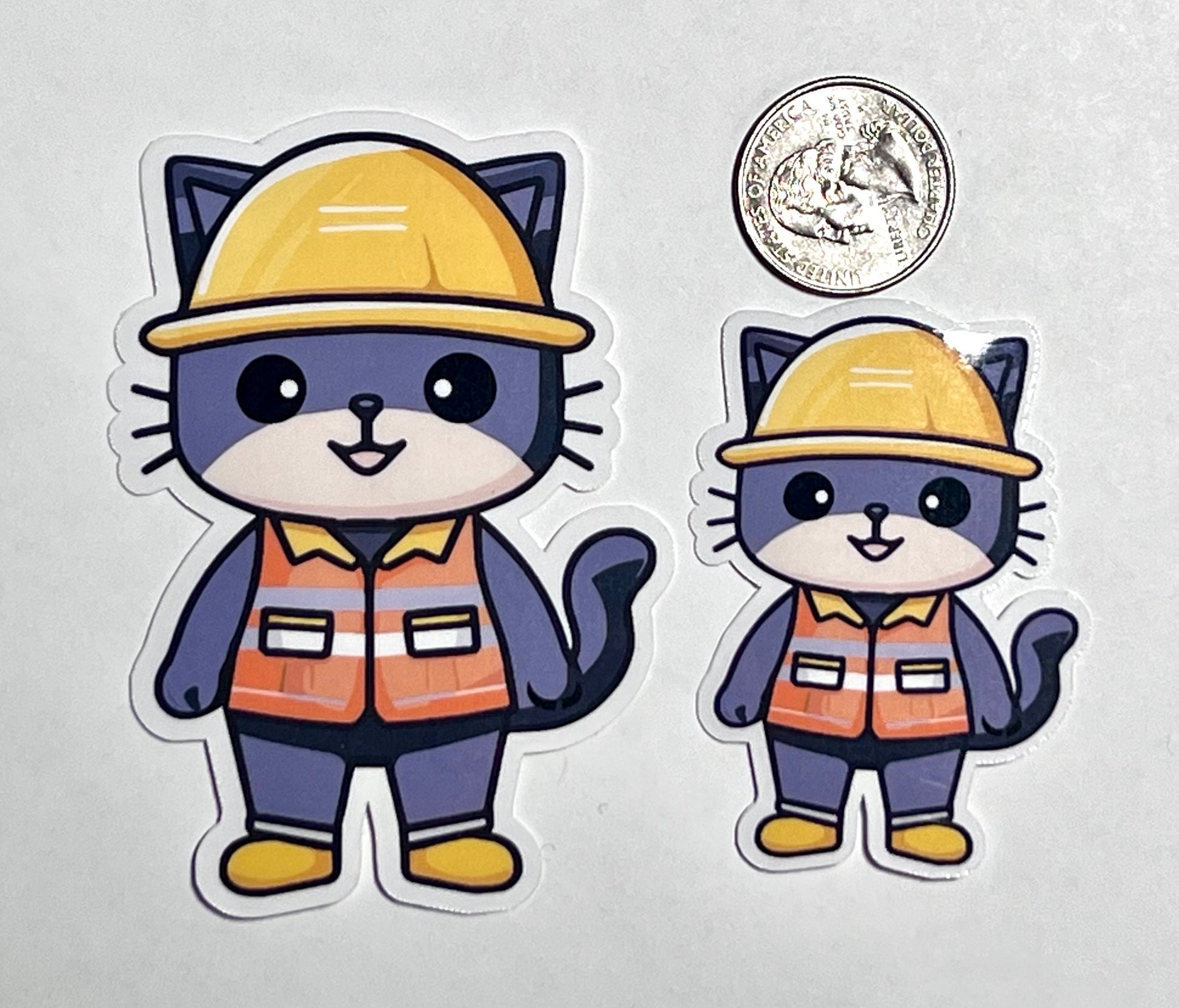 Construction Cat Vinyl Sticker image 2