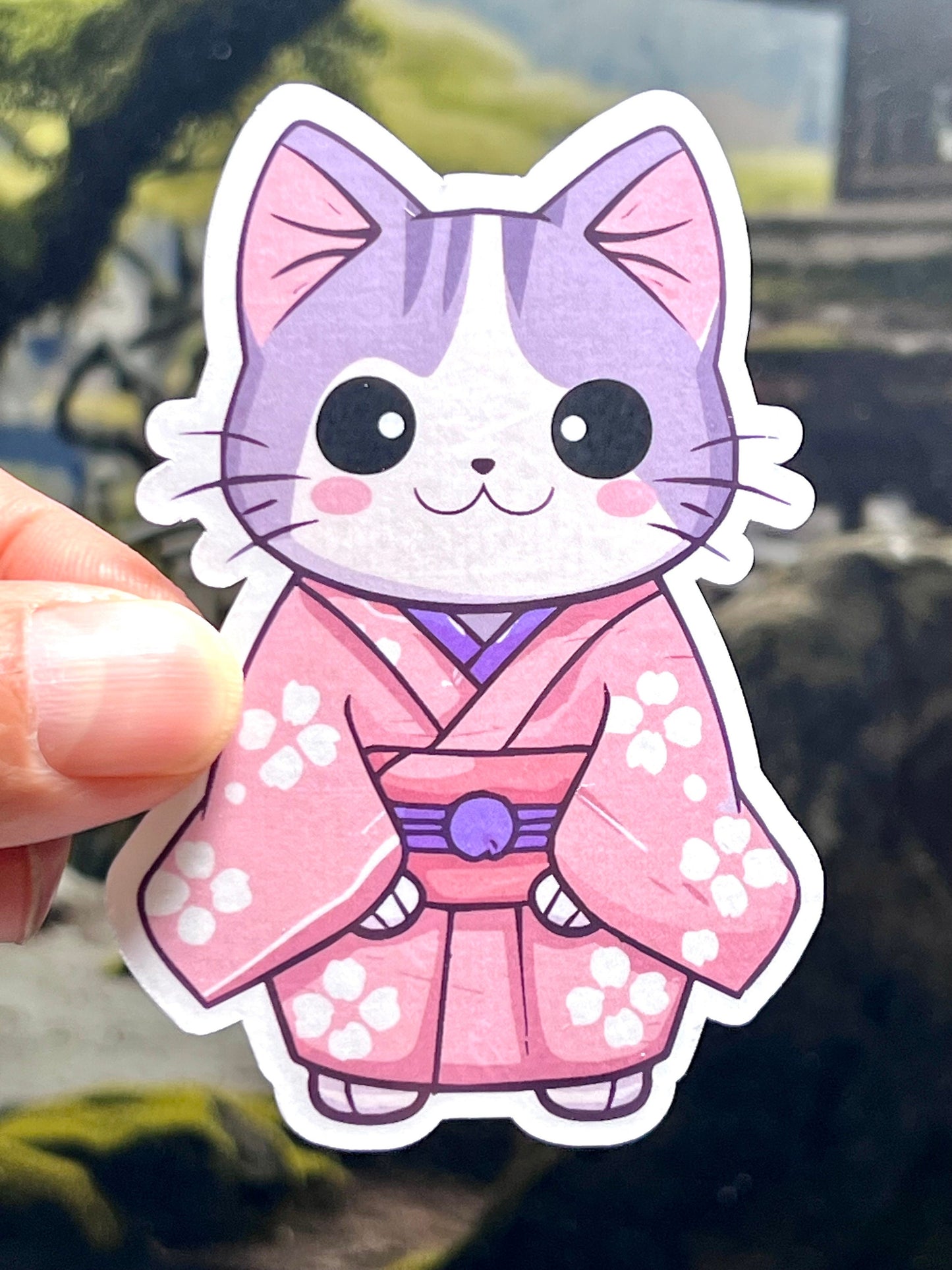 Kimono Cat Sticker | Cat Wearing Japanese Kimono Vinyl Sticker