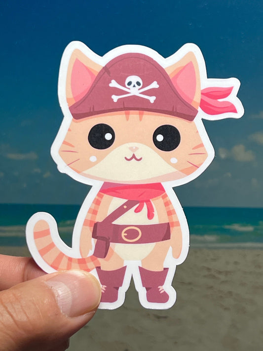 Pirate Sailor Cat Sticker | Cute Pirate Ship Crew Cat Sticker | Buccaneer Privateer Sailor Sticker