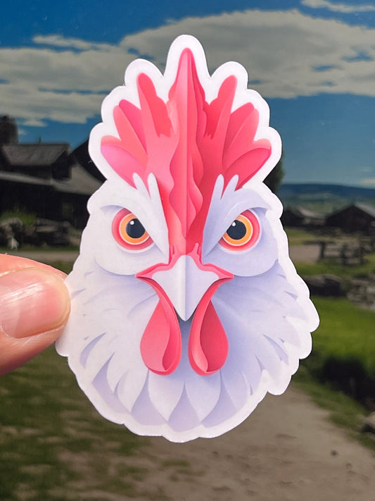 Geometric White Chicken Vinyl Sticker