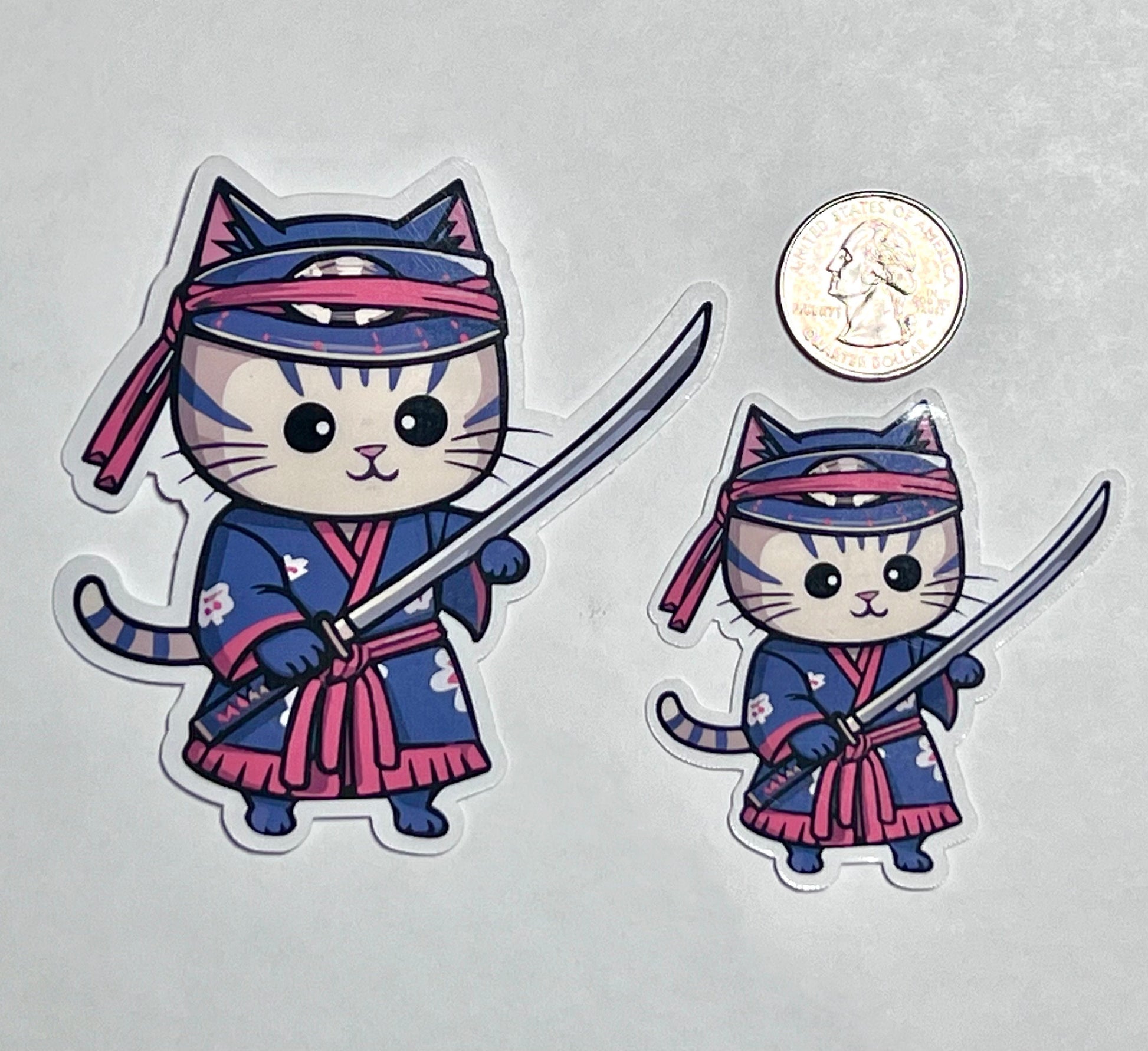 Samurai Cat Vinyl Sticker image 2