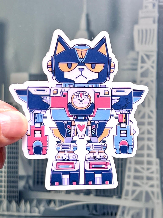 Robot Cat Sticker | Mecha Kitty Sticker | Robotics SciFi | Kaiju Fighting Cat