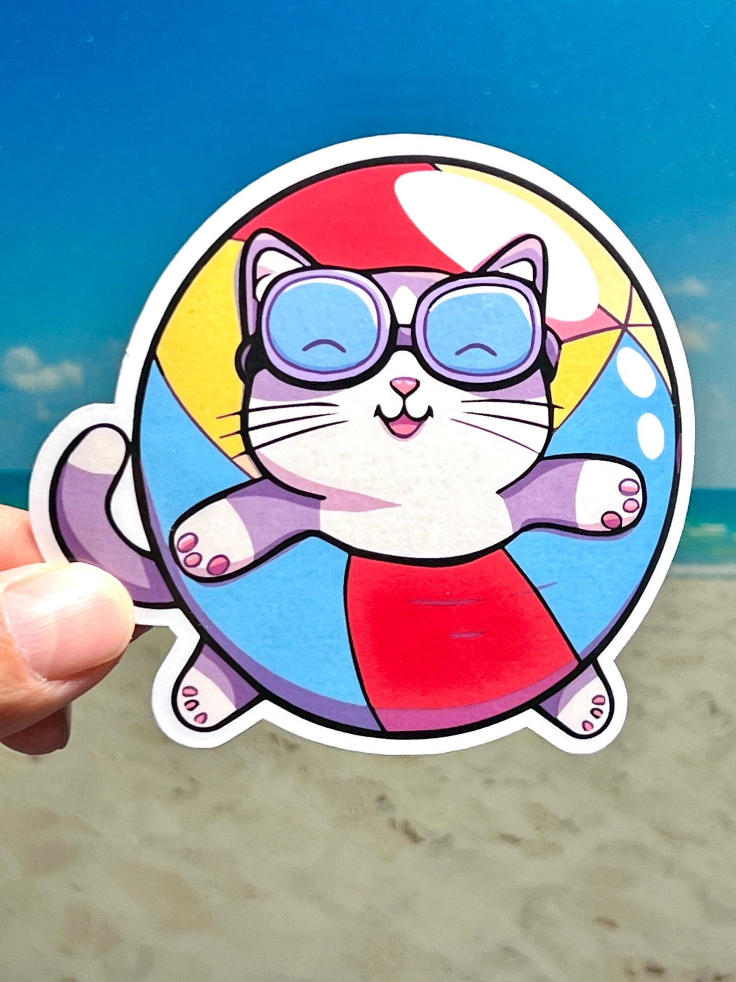 Pool Kitty Sticker | Lazy River Cat floating in a Pool | Summer Pool Fun | Vacation Sticker