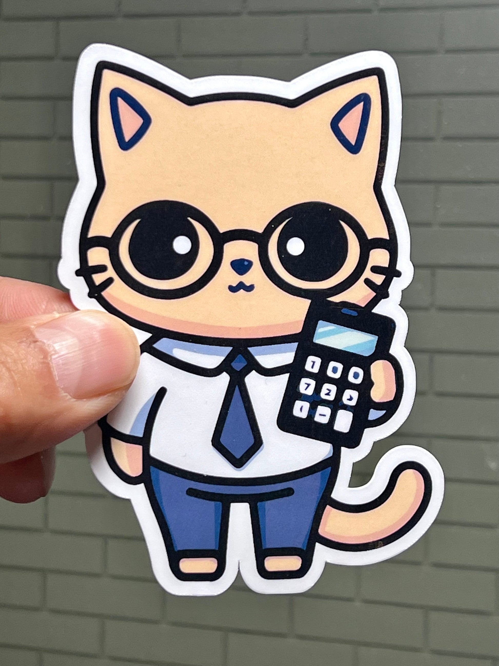 Calculator Cat Vinyl Sticker