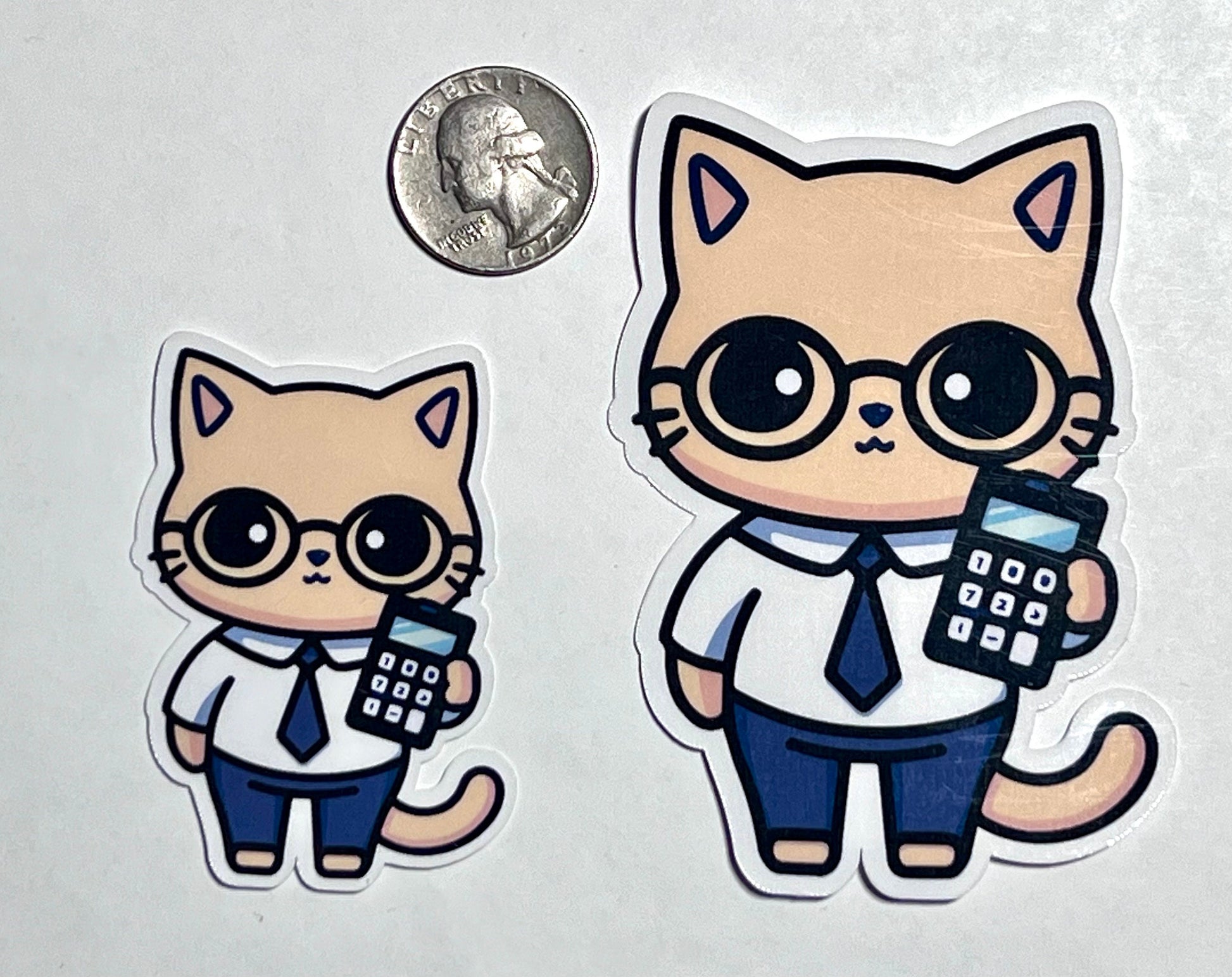 Calculator Cat Vinyl Sticker image 2
