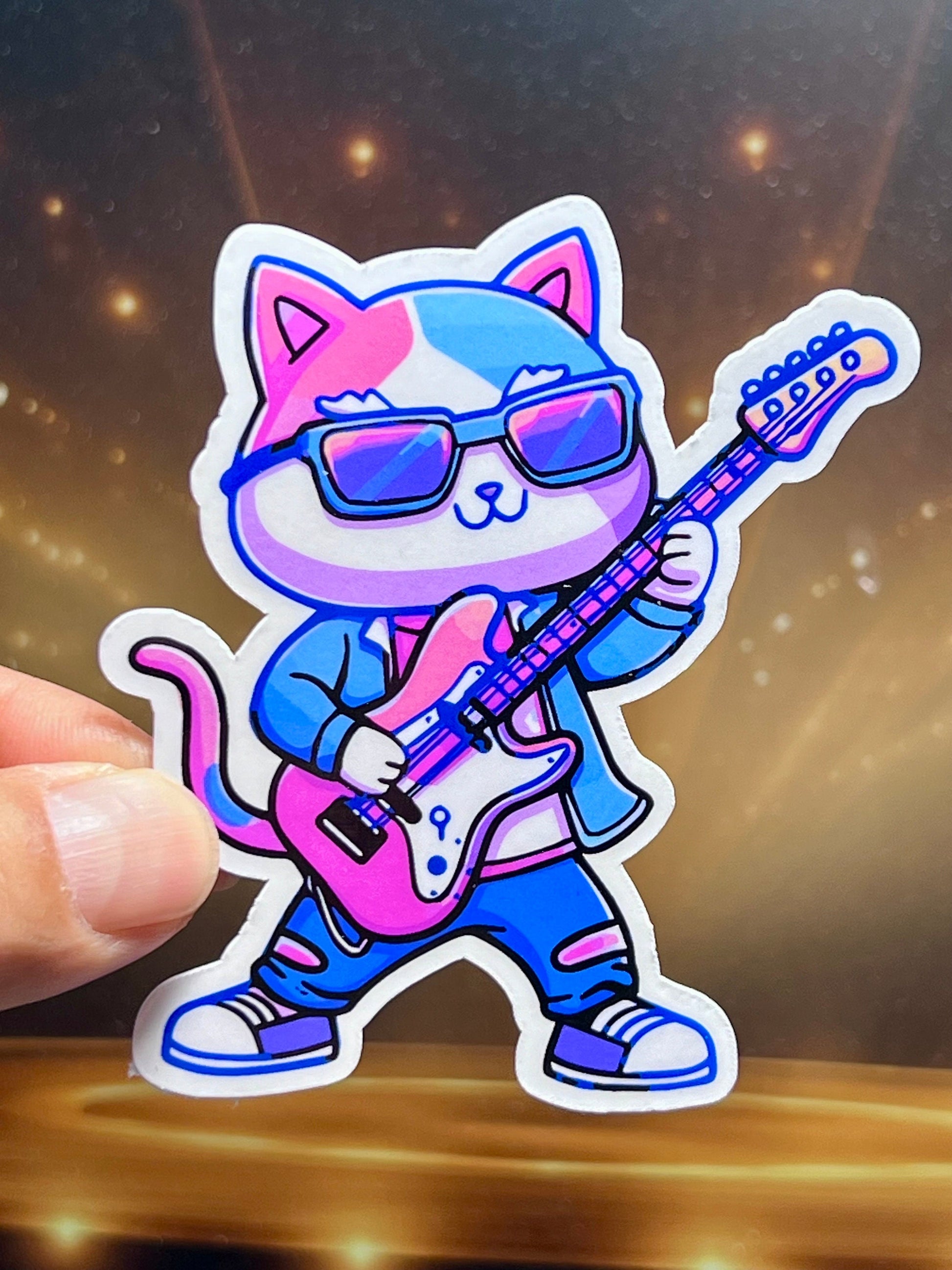 Rock Star Cat Vinyl Sticker