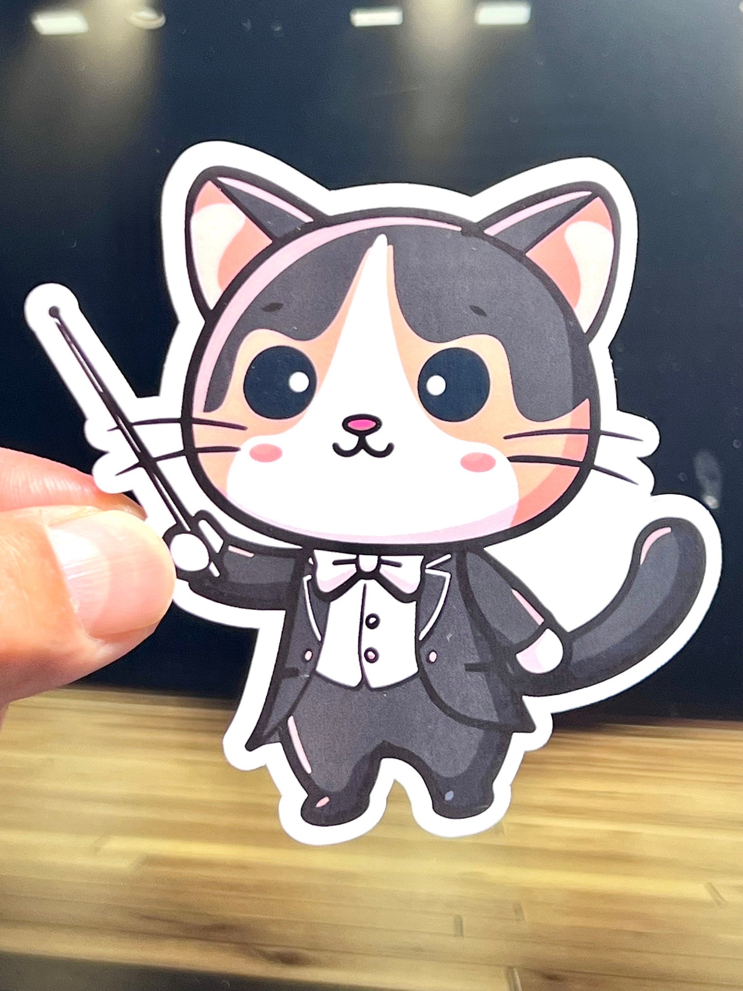 Conductor Cat Sticker | Maestro Kitty Orchestra Vinyl Sticker